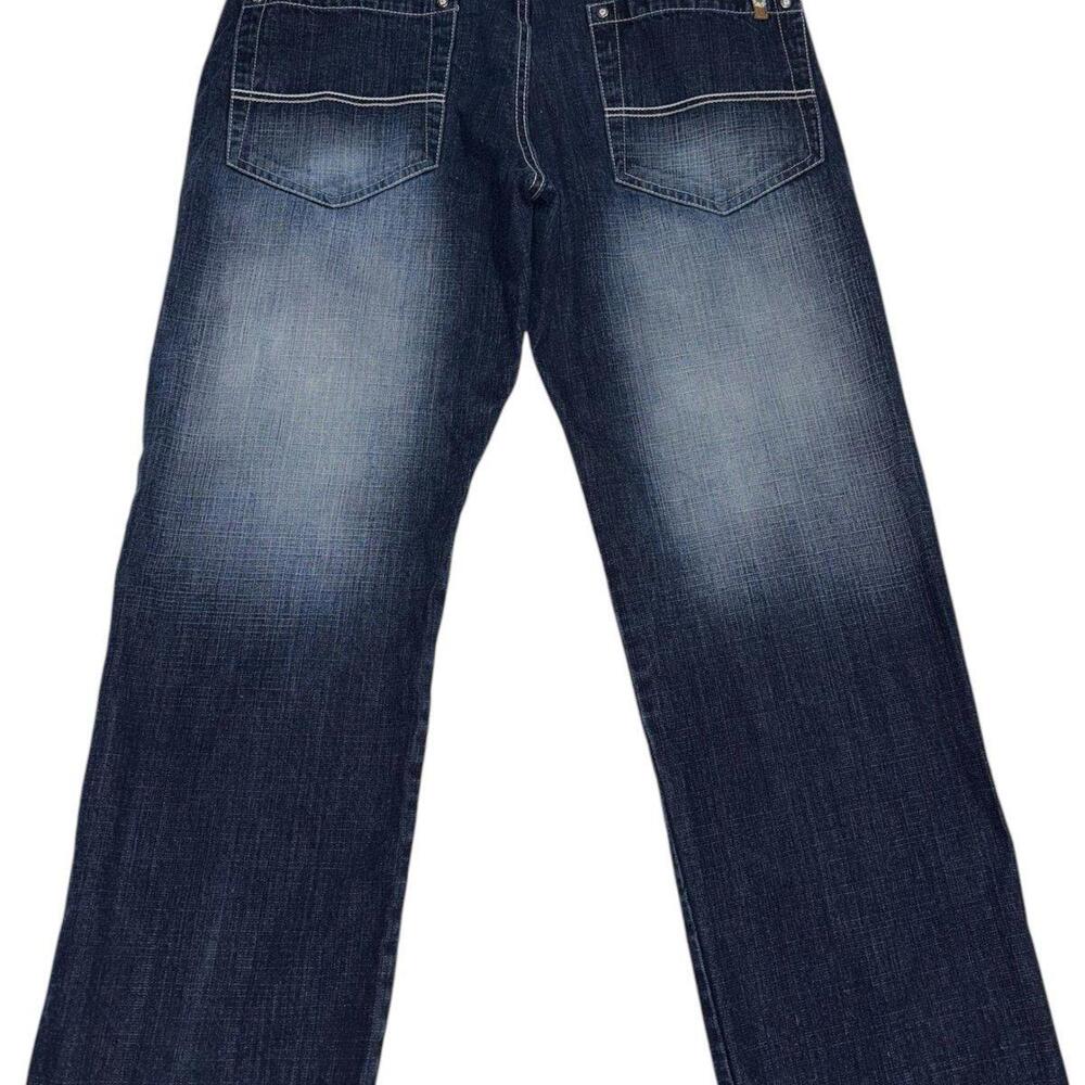 34x30 Vintage Southpole Jeans Skater Y2k dark wash navy logo blue white emo vtg